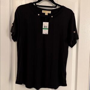 NWT Women's Michael Kors black short sleeve top.